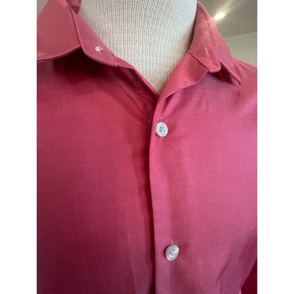 PERRY ELLIS LONG SLEEVE CORAL BUTTON UP 100% COTTON MENS SIZE XL - Picture 3 of 5